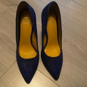 Suede royal blue heels